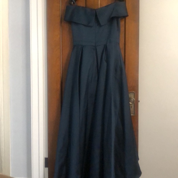 XSCAPE Sweetheart-Neck High-Low Ballgown Navy Blue - Picture 5 of 8